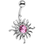 Pink Gem Tribal Shining Sun Belly Ring