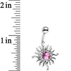 Pink Gem Tribal Shining Sun Belly Ring