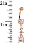 14k Rose Gold Plated Clear CZ Capture Me Dangle Belly Ring