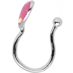 Pink Synthetic Opal Rhodium Plated Heart Clip On Fake Nose Ring