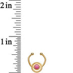 Red Synthetic Opal Gold Ion-plated Non-Pierced Clip On Fake Septum Ring
