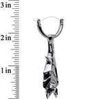 Black Hanging Halloween Bat Dangle Tunnel Hoop Earrings