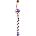 Purple Rose Gold Anodized Criss Cross Dangle Belly Ring