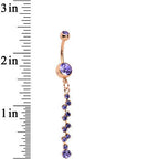 Purple Rose Gold Anodized Criss Cross Dangle Belly Ring