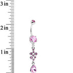 Pink Stainless Steel Octo Sparkle Drop Dangle Belly Ring