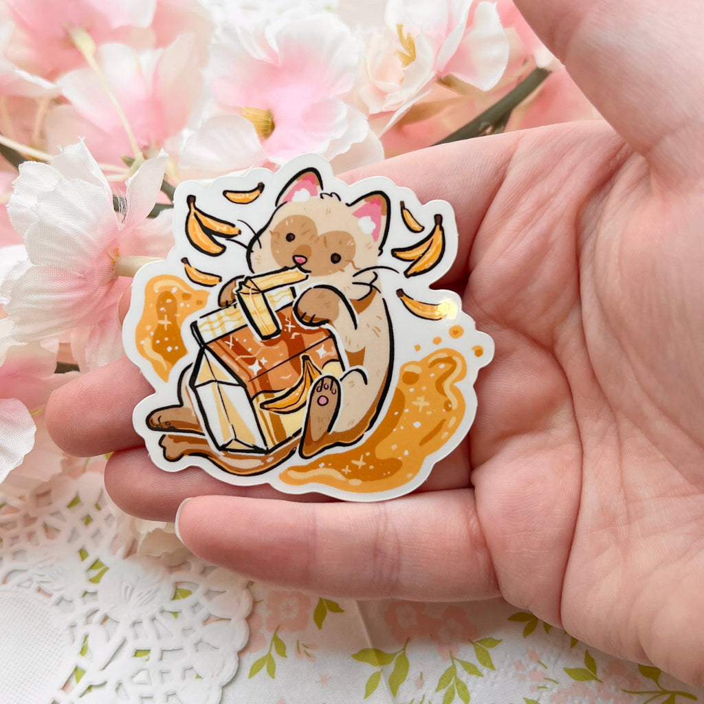 Banana Milk Cat ~ Sticker