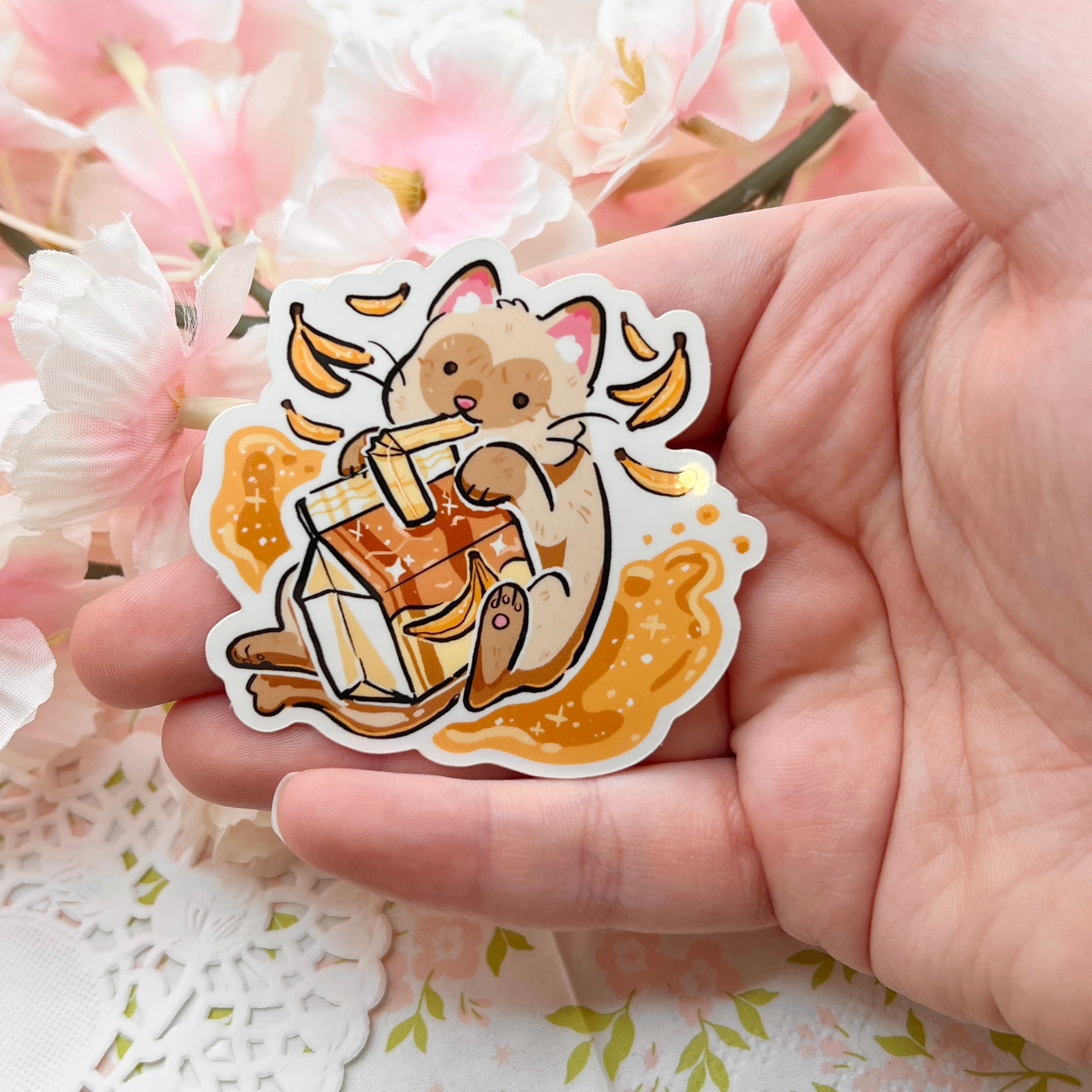 Banana Milk Cat ~ Sticker