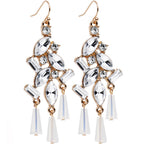 Clear Gold Tone Embellished Chandelier Fish Hook Drop Earrings