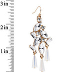 Clear Gold Tone Embellished Chandelier Fish Hook Drop Earrings