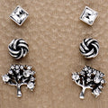 Burnished Silver Tree of Life Stud Earring Set
