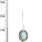 Burnished Silver Tone Tuquoise Kidney Earwire Earrings
