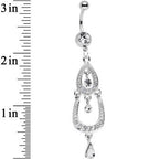 Clear Gem Shining Teardrop Horseshoe Dangle Belly Ring