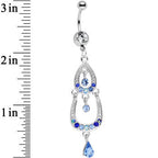 Light Blue Gem Czech Stone Wear Me Out Whale Dangle Belly Ring