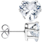 Clear Gem Stainless Steel Have a Heart or Two Stud Earrings 3mm-10mm