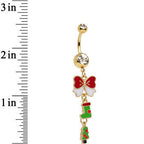 Gold Plated Surgical Steel Clear Spirit of Christmas Dangle Belly Ring