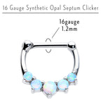 16G 1/4 White Synthetic Opal Steel Bar Simple Septum Clicker