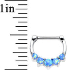 16G 5/16 Blue Synthetic Opal Steel Barbell Simple Septum Clicker