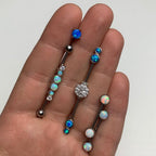 White Synthetic Opal Clear Gem Steel Industrial Barbell 36mm