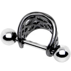 16G 3/8 Black Band Steel Bar Infinity Cartilage Cuff