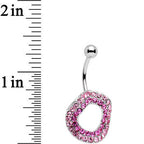 Pretty Pink Gem Stainless Steel Warped Ring Belly Ring