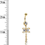 Clear CZ Gem Gold Anodized Dragonfly Inspired Dangle Belly Ring