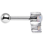 18G White Synthetic Opal Steel Triad Tragus Cartilage Earring