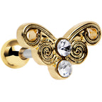 16G 1/4 Clear Gleaming Steel Swirly Butterfly Cartilage Earring