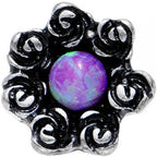 16G 1/4 Pink Faux Opal Rose Flower Frame Tragus Cartilage Earring