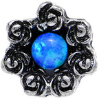 16G 1/4 Blue Faux Opal Rose Flower Frame Tragus Cartilage Earring