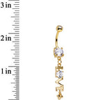 Clear Gem Gold Anodized Lots of Love Dangle Belly Ring