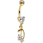 Clear Gem Gold Anodized Life is  Pair of Cherries Dangle Belly Ring