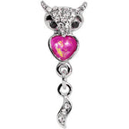 16G 1/4 Pink Faux Opal Heart of an Owl Dangle Cartilage Earring