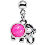 16G 1/4 Pink Faux Opal Elephant Dangle Tragus Cartilage Earring