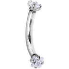 16G 5/16 Clear 2mm CZ Steel Internally Threaded Eyebrow Ring