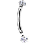 16G 5/16 Clear 2mm CZ Steel Internally Threaded Eyebrow Ring