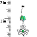 Green Faux Opal Shake Your Shamrock Dangle Belly Ring