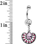 Pink Gem Fantastic Fancy Fan Dangle Belly Ring
