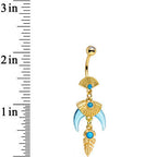 Faux Turquoise Gold PVD Phoenicia Dangle Belly Ring