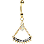 Clear Aurora Gem Gold Anodized Euclidian Arc Dangle Belly Ring