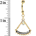 Clear Aurora Gem Gold Anodized Euclidian Arc Dangle Belly Ring
