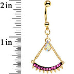 Pink Aurora Gem Gold Anodized Euclidian Arc Dangle Belly Ring