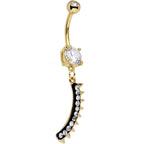 Clear Gem Gold Anodized Euclidian Strip Dangle Belly Ring
