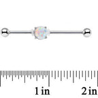 14G White Faux Opal Opulence Industrial Barbell 38mm