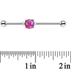 14G Pink Faux Opal Opulence Industrial Barbell 38mm