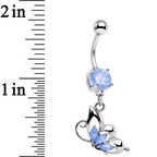 Light Blue Faux Opal Be With Me Butterfly Dangle Belly Ring