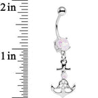 White Faux Opal Celtic Knot Anchor Dangle Belly Ring