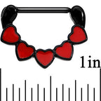 14G 9/16 Black Anodized Line Up Your Love Heart Nipple Clicker Set
