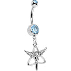 Aqua Gem Heroic Heralds Staff and Trinity Dangle Belly Ring
