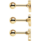 Gold Anodized Red White Blue USA Tragus Cartilage Earring Set of 3
