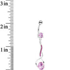 Pink Gem Teriyaki Twisted Strip Drop Dangle Belly Ring